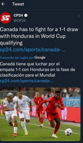 Otros medios deportivos de Canadá señalaron que su selección tuvo que luchar para empatarle a la H.