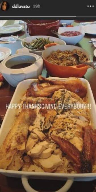 Demi Lovato demostró que se recupera satisfactoriamente compartiendo la foto de su cena de Acción de Gracias.