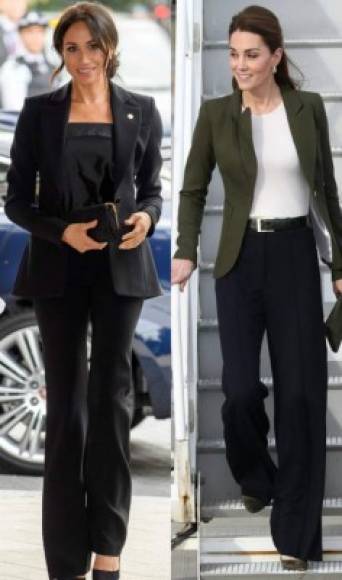 Las comparaciones se debe a que Meghan, de 37 años, ha convertido los pantalones en un elemento básico de su guardarropa real, rompiendo con la tradición real de los elegantes vestidos para asistir a los eventos reales. <br/><br/>