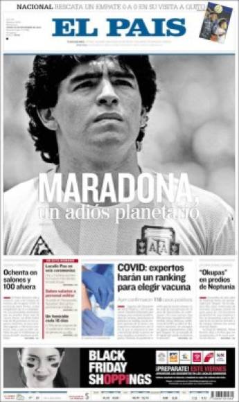 El País de Uruguay - 'Maradona, un adiós planetario'.