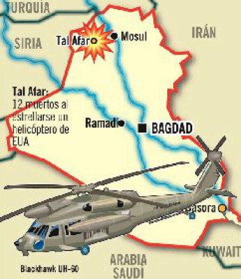 Doce muertos al estrellarse helicóptero estadounidense