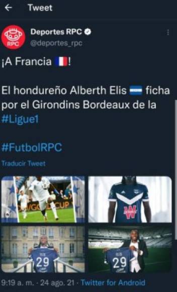 En Panamá también se han pronunciado sobre el fichaje de Alberth Elis por parte del Girondins de Burdeos.