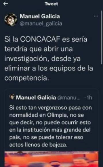 Otros periodistas hondureños han señalado que la Concacaf debería de abrir una investigación. El periodista Manuel Galicia expresó que Olimpia tendría que ser eliminado.