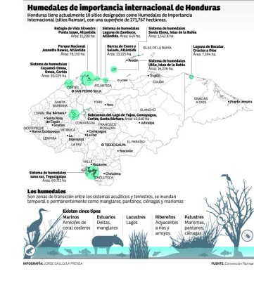 Un 24% de los humedales en Honduras son áreas protegidas