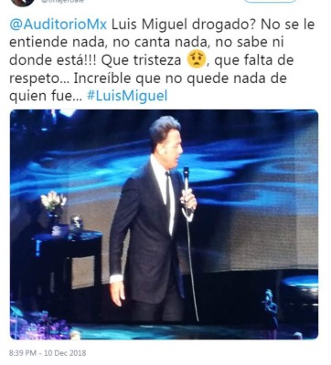 Luis Miguel causa indignación al dar concierto en aparente borrachera