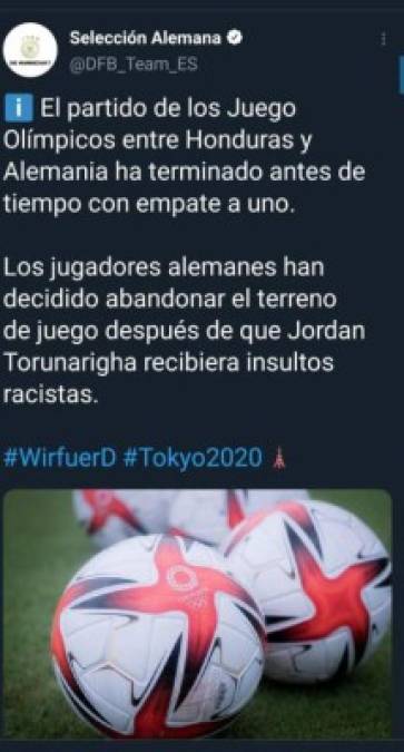 La selección de Alemania denunció que su futbolista Jordan Torunarigha recibió supuestamente 'insultos racistas' por parte de un integrante del equipo hondureño que dirige el uruguayo Miguel Falero.
