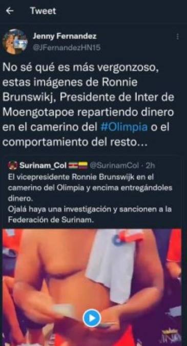 Jenny Fernández, periodista de Grupo OPSA y corresponsal de ESPN, calificó de vergonzoso lo ocurrido.