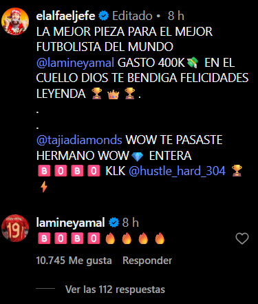 Lamine Yamal recibe un regalo de más de 10 millones de lempiras de El Alfa