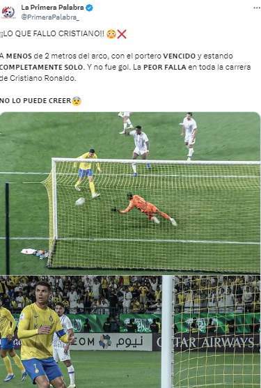 Las redes sociales estallaron tras su increíble fallo frente a la meta rival y algunos lo consideran el ‘peor’ de su carrera.