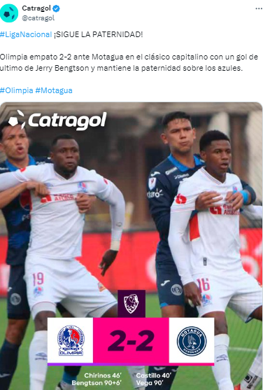 “¡SIGUE LA PATERNIDAD!”, titulan los medios hondureños tras el agónico empate del Olimpia ante Motagua.