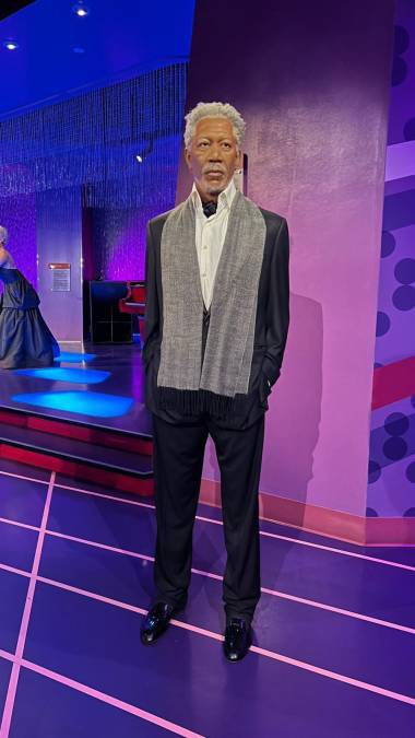 Así luce la estatua de cera de Morgan Freeman.