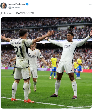 “¡Felicidades CAMPEONES!”, Josep Pedredol de El Chiringuito de España.