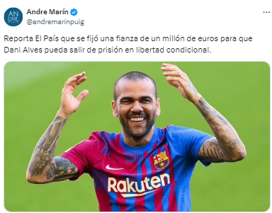 Así informó André Marín la noticia sobre la libertad condicional de Dani Alves.