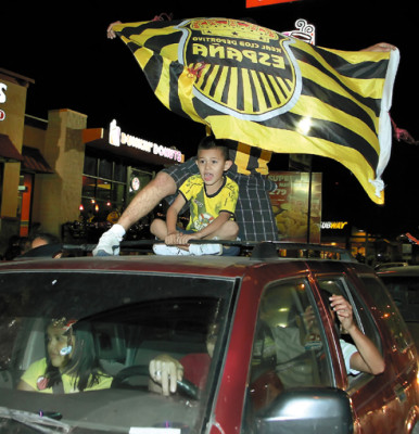 Fiesta aurinegra en las calles de San Pedro Sula