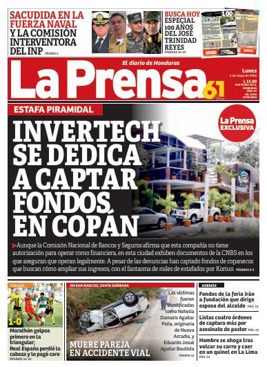Portada de la edición impresa de Diario La Prensa de este lunes 4 de mayo de 2026.