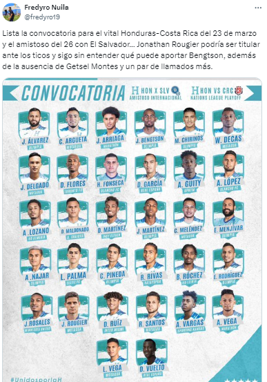 Fredy Nuila: “Jonathan Rougier podría ser titular ante los ticos y sigo sin entender qué puede aportar Bengtson, además de la ausencia de Getsel Montes y un par de llamados más”.