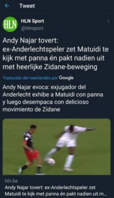 Medios belgas han señalado que Andy Najar hizo el movimiento de Zidane, la famosa ruleta que en su momento caracterizó al crack francés.