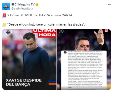 El Chiringuito de España tras dar a conocer el despido de Xavi.