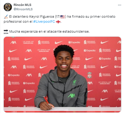 “Mucha esperanza en el atacante estadounidense”, publicó Rincón MLS.