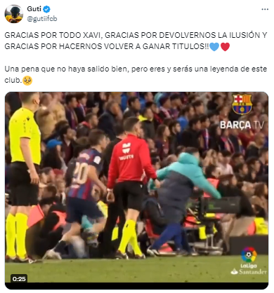 “Gracias Xavi...Una pena que no haya salido bien, pero eres y serás una leyenda de este club”, otros de los comentarios en redes.