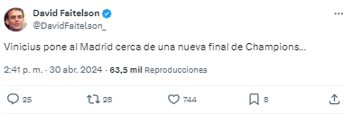 “Vinicius pone al Madrid cerca de una nueva final de Champions...”, el polémico David Faitelson.