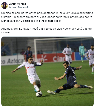 “Los leones salvaron la paternidad sobre Motagua (son 13 partidos sin perder ante ellos)”, Jafeth Moreno de GOLAZO.