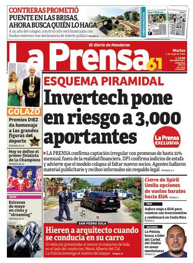 Portada de la edición impresa de Diario La Prensa de este 5 de mayo de 2026.