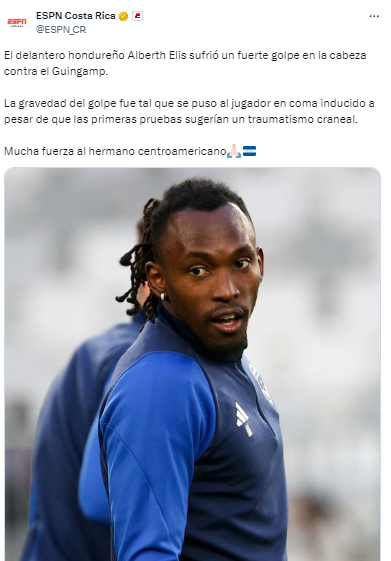 “Mucha fuerza al hermano centroamericano”, publicó ESPN Costa Rica.