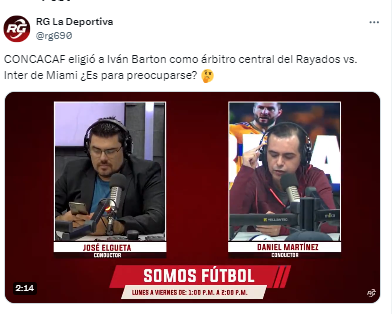“CONCACAF eligió a Iván Barton como árbitro central del Rayados vs. Inter de Miami ¿Es para preocuparse?”, consultar RG La Deportiva.