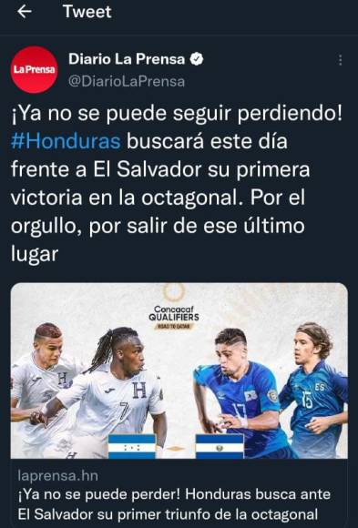 En Diario LA PRENSA señalamos que Honduras ya no puede seguir perdiendo. Se tiene que ganar por orgullo.