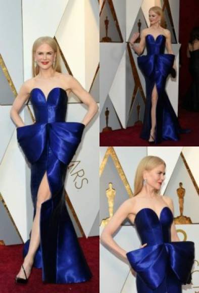 En tercer lugar, con un 18%, Nicole Kidman ha acaparado comentarios muy favorables sobre su elegancia y belleza, al lucir un vestido Versace azul eléctrico que potenciaba el color de sus ojos.