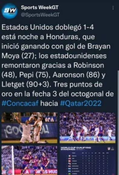La derrota de Honduras no pasó por alto y en redes sociales diferentes medios internacionales se pronunciaron sobre lo ocurrido en el Olímpico.
