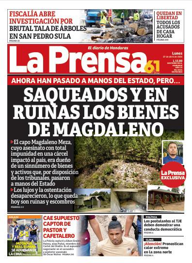 Portada de la edición impresa de Diario La Prensa del 27 de abril de 2026.