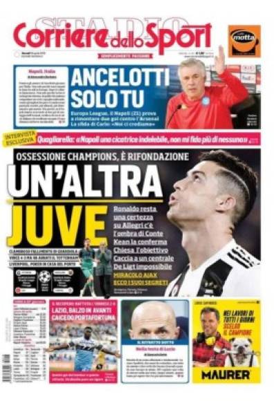 Corriere dello Sport - El diario italiano destaca en su portada a Cristiano Ronaldo y la nueva Juventus que quieren armar para el portugués, con la Champions League como objetivo la próxima temporada.