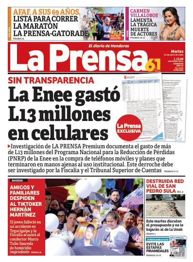 Enee gastó 13 millones en celulares