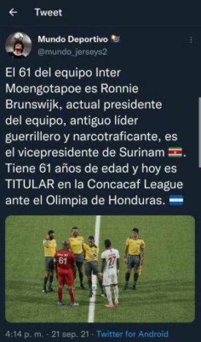 Ronnie Brunswijk a sus 60 años de edad es noticia porque decidió jugar como titular ante Olimpia por la Liga Concacaf.