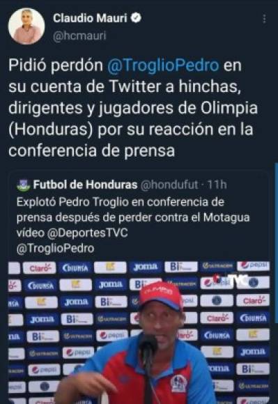 Periodistas de Argentina han informado sobre el zafarrancho de Pedro Troglio.