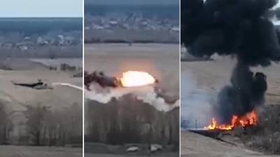 Imágenes del derribo del helicóptero ruso.