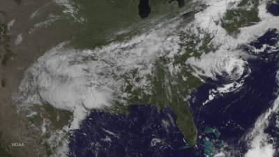 Imagen satelital de la región del Golfo de México. La depresión tropical Bonnie se observa sobre la costa este de Estados Unidos. Foto: AFP/NOAA