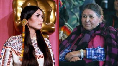 Sacheen Littlefeather en una imagen de antes y después.