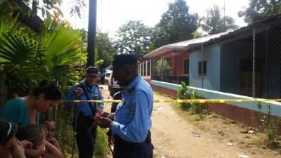 Lugar de la escena del crimen en la colonia 2 de Marzo en la ciudad de El Progreso, Yoro, zona norte de Honduras.