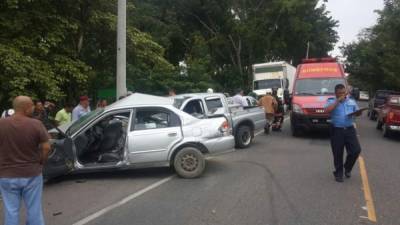 Accidente vial en El Progreso, Yoro, que dejó dos personas heridas.