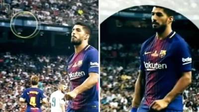 Luis Suárez se encaró a los aficionados del Real Madrid con un escupitajo y un ligero tocamiento de sus partes.