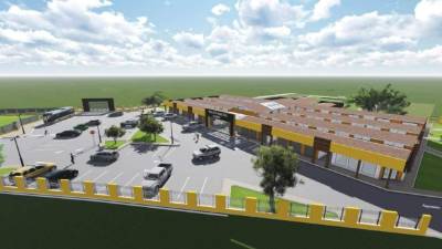 Maqueta que muestra cómo quedará el nuevo mercado, la posta y la terminal que se construirán en el mismo predio en el barrio San Antonio. La terminal tendrá capacidad para 12 buses.