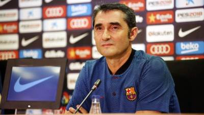Ernesto Valverde técnico del Barca en la conferencia de prensa previo al juego de mañana ante el Atlético de Madrid.