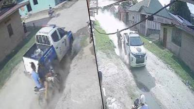 VÍDEO: Patrulla persigue y embiste a presuntos asaltantes en Atlántida