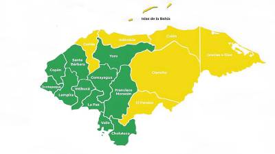 Mapa de alertas de Copeco para este viernes 18 de octubre de 2024.