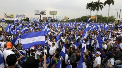 Una masiva manifestación en Managua exigió la renuncia de Ortega a la presidencia./AFP.