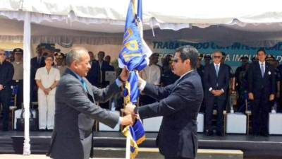 El presidente de Honduras, Juan Orlando Hernández, durante la inauguración de la Dirección Policial de Investigaciones.