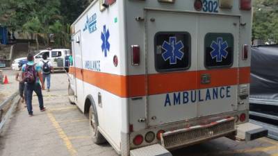 Ambulancia en la que fueron trasladados los heridos.